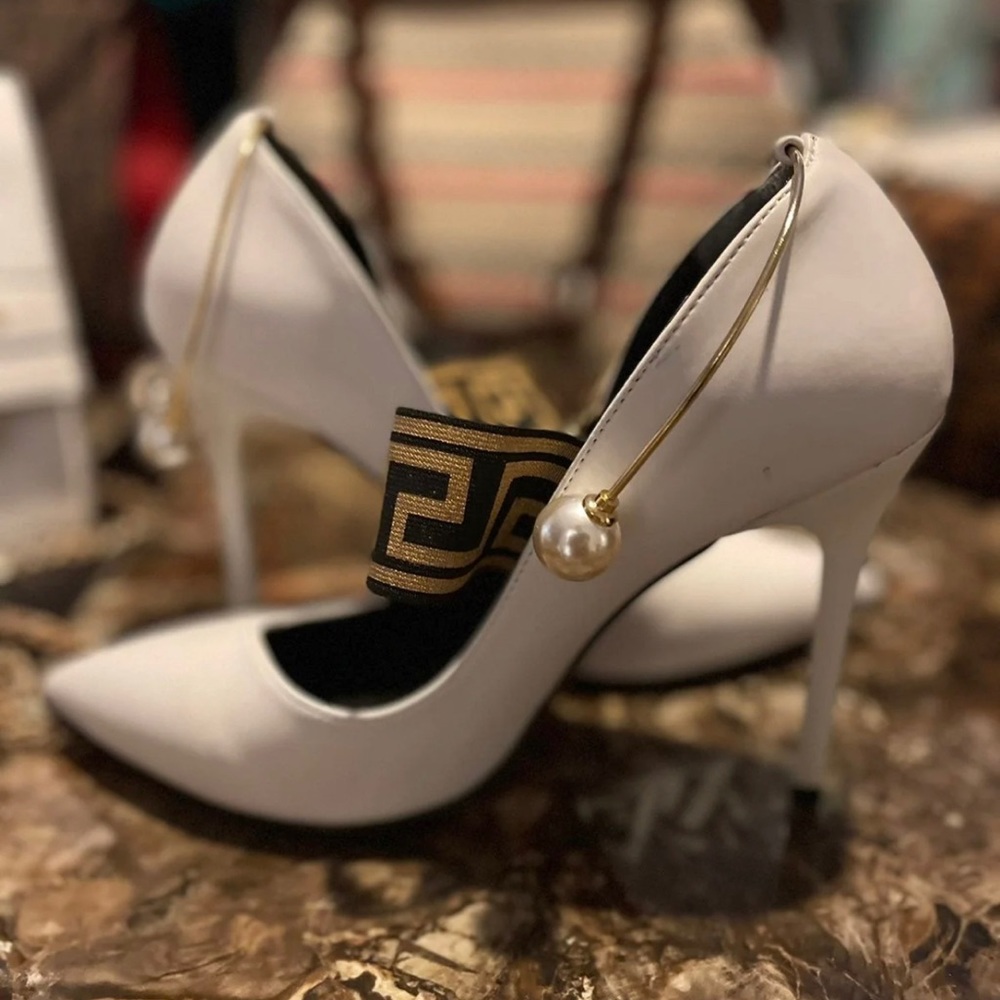 White covered shoe